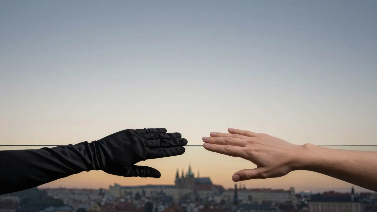 Two hands on either side of a transparent barrier, symbolizing respect and personal boundaries in a professional encounter.